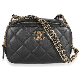 Chanel-Chanel 23C Sac à caméra Melody en caviar matelassé noir avec chaîne-Noir