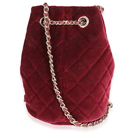 Chanel-Sac seau en velours matelassé bordeaux CC Pearl Crush de Chanel-Bordeaux