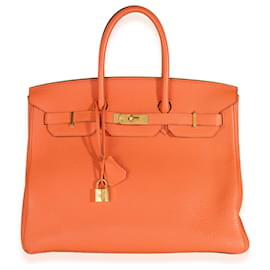 Hermès-Hermès Orange Togo Birkin 35 GHW-Orange