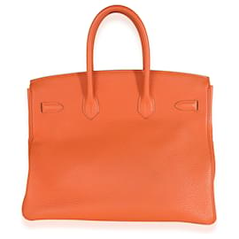 Hermès-Hermès Orange Togo Birkin 35 GHW-Orange