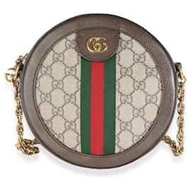 Gucci-Sac à épaule rond mini Ophidia en toile GG Supreme beige de Gucci-Marron,Beige