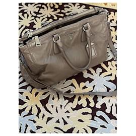 Prada-Prada Nappa Antique Tote Bag-Taupe