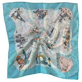 Hermès-Hermes silk scarves-Blue