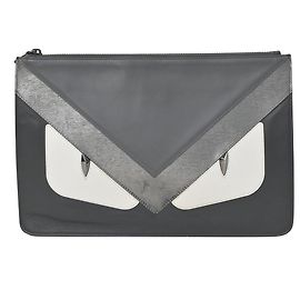 Fendi Monster Pouch Bag in Black Leather Black