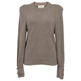 Ba&Sh Keane Pullover aus brauner Wolle mit Rundhalsausschnitt und dekorativen Bündchen Braun