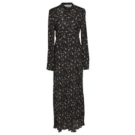 Abito lungo a maniche lunghe con collo alto floreale Iro Maxi in viscosa nera Nero