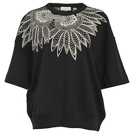 Heloovi Kurzarm-Sweatshirt aus schwarzer Baumwolle von Dries Van Noten Schwarz