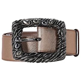 Prada brown Italian leather silver buckle belt size selling 32/80