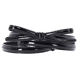 Prada Slim Bow Gürtel aus schwarzem Lackleder Schwarz