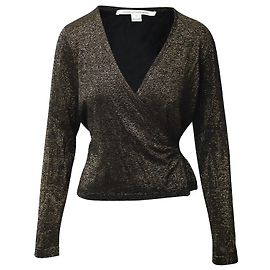 Diane Von Furstenberg Wickelbluse aus goldenem Baumwollstoff Golden Metallisch