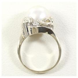 Autre Marque-K14 White Gold Pearl Ring Size 9-Other