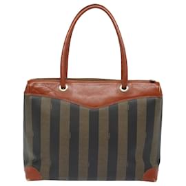 Fendi-Sac à main en toile Pecan FENDI marron noir Auth ti1896-Marron,Noir