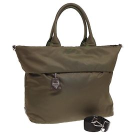 PRADA Bolsa Tote Nylon Caqui Auth bs16354 Caqui