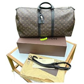 Louis Vuitton Bolso Keepall Bandoulière 55 Macassar Marrón oscuro