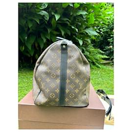 Louis Vuitton-Keepall Bandoulière 55 Macassar Bag-Dark brown