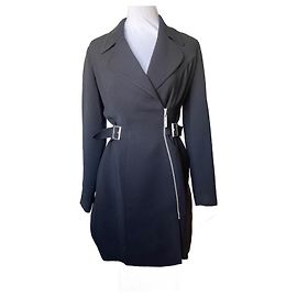 Thierry Mugler Lange Jacke Schwarz Schwarz