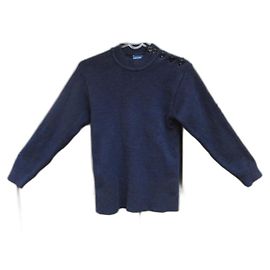 Autre Marque Pull Tricomer en laine bleu marine style marin Bleu Marine
