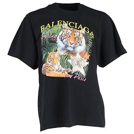 Camiseta Balenciaga Ano do Tigre em Algodão Preto Preto