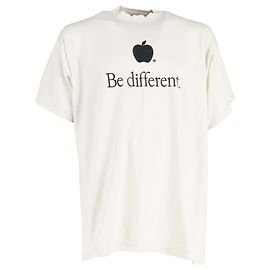 Camiseta Balenciaga 'Be Different' em algodão creme Branco