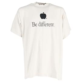 Balenciaga-Balenciaga 'Be Different' T-Shirt in Cream Cotton-White