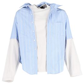 Camicia effetto sovrapposto Balenciaga in cotone blu e grigio Blu Blu chiaro