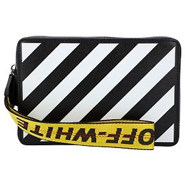 Bolsa Diagonal Off White em Preto & Branco Preto