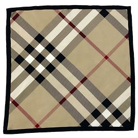 Lenço Burberry de seda bege tartan Bege