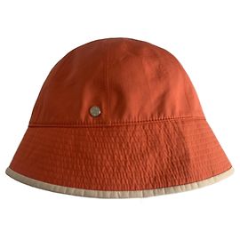 Chapéu Cloche Hermès Laranja de Algodão e Seda Laranja