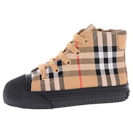 Burberry-BURBERRY KIDS FABRIC TARTAN SNEAKERS-Black,Beige