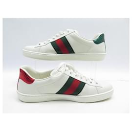 Gucci-NINE GUCCI ACE EMBROIDERED SNEAKERS 429446 8 42 LEATHER + BOX-White