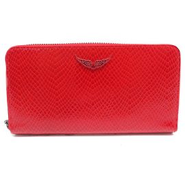 NEUF PORTEFEUILLE ZADIG & VOLTAIRE COMPAGNON GLOSSY WILD LWSG01177 WALLET Rouge