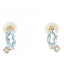 Autre Marque-Take Up K18YG K10YG Earrings Blue Topaz Moonstone in Excellent Condition-Other