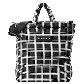 Autre Marque-Marni Puff Tote Bag NS 2WAY Polyester Black Check Print in Great Condition-Other