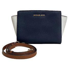 Michael Kors Bicolor Leather Shoulder Bag AI-1501 Blue
