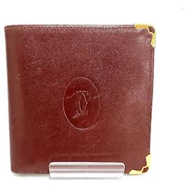 Autre Marque-Cartier Must Line Bordeaux Leather Bifold Wallet in Good Condition-Other