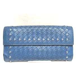 Autre Marque-Bottega Veneta Leather Intrecciato Studs Flap Long Wallet in Good Condition-Other