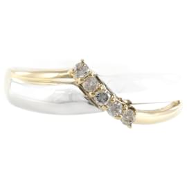 Autre Marque-PT900 Platinum K18 Yellow Gold Diamond Ring 0.10ct Size 17 in Excellent Condition-Other