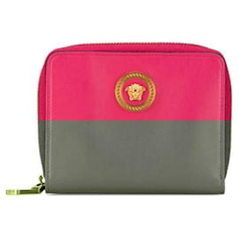 Versace-Versace Medusa Leather Bifold Wallet Pink-Pink