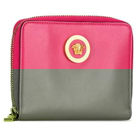 Versace-Versace Medusa Leather Bifold Wallet Pink-Pink