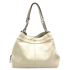 Autre Marque-Coach Leather Chalk Floral Chain Tote Bag in Great Condition-Other