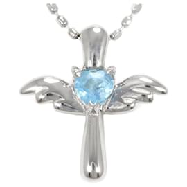 Autre Marque-K18 White Gold Blue Topaz Necklace in Excellent Condition-Other