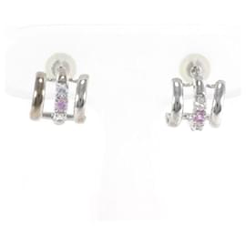 Autre Marque-K10 White Gold Earrings with Pink and White Sapphires in Excellent Condition-Other