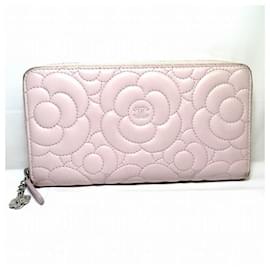 Autre Marque-Chanel Camellia Round Zipper Long Wallet in Good Condition-Other