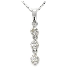 Autre Marque-K18 White Gold Diamond Necklace 0.15ct in Excellent Condition-Other