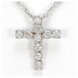 Autre Marque-K18 White Gold Diamond Necklace 0.1ct in Excellent Condition-Other