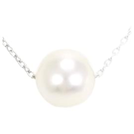 Autre Marque-PT585 Platinum Pearl Necklace 1.7g 40cm in Excellent Condition-Other