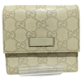 Autre Marque-Gucci Leather Guccissima Trifold Wallet Ivory Unisex in Good Condition-Other