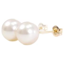 Autre Marque-K18 Yellow Gold Pearl Earrings in Pristine Condition-Other