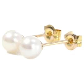 Autre Marque-K18 Yellow Gold Pearl Earrings in Pristine Condition-Other