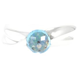 Autre Marque-4℃ Silver Ring with Blue Topaz, Size 8 in Excellent Condition-Other